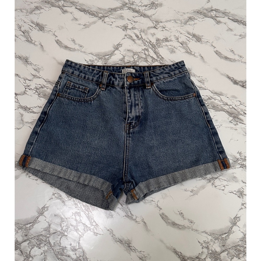 Tobi Womens High Waisted Denim Shorts Cuffed Medium Wash Size 26 VBD17041P